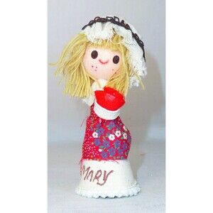 VTG Fabric Cone Doll Ornament Christmas "MARY" Painted Face Made Japan Lee Ward